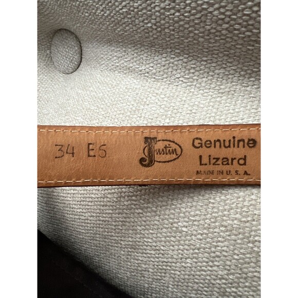 Wood Turquoise Brass Inlay Landscape Buckle Lizard  Belt Hippie Vtg Sky West 34 - Picture 4 of 11